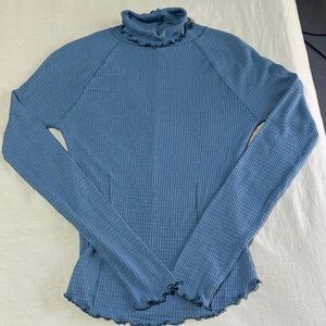 Free People Blue turtleneck Long Sleeve Top